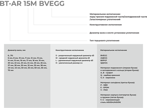 Торцевое уплотнение BT-AR 70 BVEGG в Екатеринбурге фото